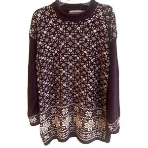 VTG Erika Classics Maroon Scandinavian Winter Sweater Holiday Large Woman Read